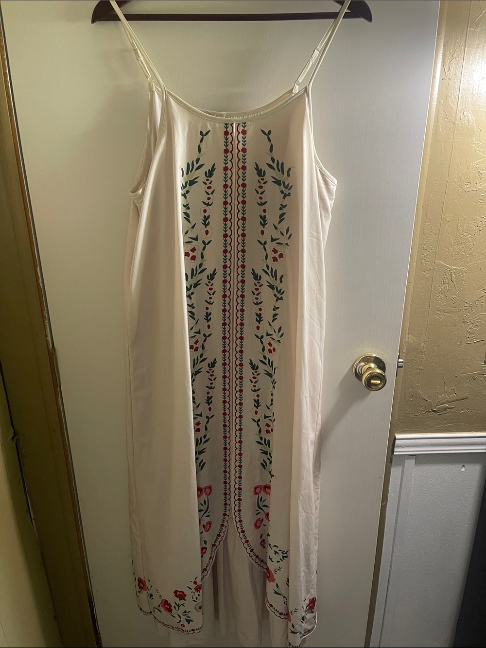Boho Embroidered Style White Maxi Dress Size Large